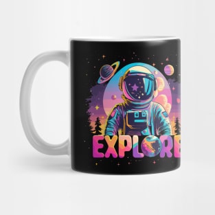 "EXPLORE" Astronaut neon galaxy Mug